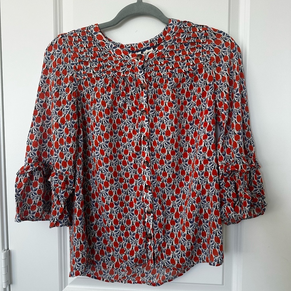 Anthropologie Maeve Floral Button Down Blouse